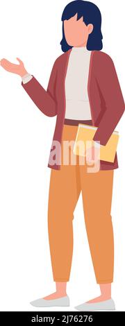 Female personal tutor semi flat color vector character Stock Vector