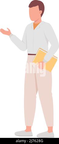 Male professional teacher semi flat color vector character Stock Vector