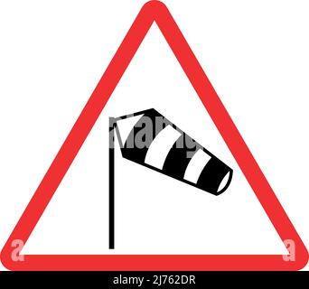 Sign warning about cross wind from the left icon digital blue Stock ...