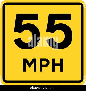 55 mph speed limit sign. Traffic signs and symbols. Stock Vector