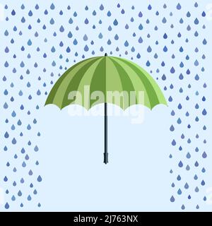 umbrella in pouring rain, flat design symbol vector illustration Stock Vector