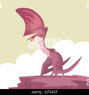 Pterodactyl or pteranodon. Flying prehistoric reptile vector illustration.  Stock Vector