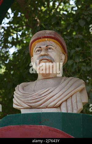 Bust of Bal Gangadhar Tilak at the Nana Rao Park or Company Bagh (formerly Memorial Well Garden). Kanpur, Uttar Pradesh, India. Stock Photo