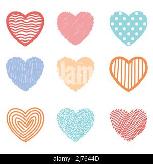 Doodle heart set vector illustration isolated on white background Stock ...