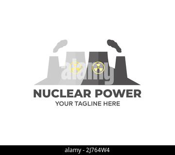 Nuclear power plant, electrical tower logo design.Energy and Power Generation vector design and illustration. Stock Vector