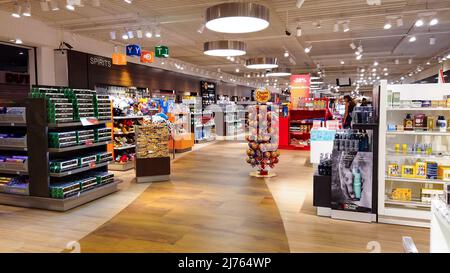 Duty Free Shop in Bodrum airport. Duty-free shops are retail outlets that are exempt from the payment of certain local or national taxes and duties. B Stock Photo