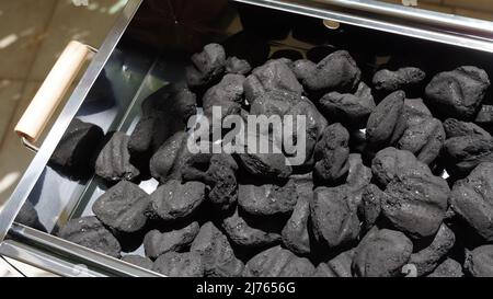 Charcoal ready for Barbecue Fire in Mangal (middle Eastern barbecue) Stock Photo