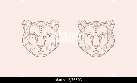 Polygonal vector illustration of a tiger. Abstract tiger head symbol isolated on light background. Geometric wild cat logo. Stock Vector
