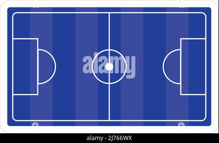Top view of soccer field or football pitch in blue color, Vector illustration. Modern design Stock Vector