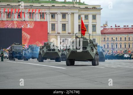 SAINT PETERSBURG, RUSSIA - JUNE 20, 2020: A fragment of the military parade in honor of Victory Day. Saint Petersburg Stock Photo