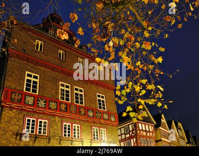 Europe, Germany, Hesse, city Herborn, historical old town, Christmas, Christmas lights, town hall