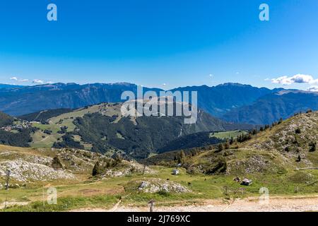 View from Monte Baldo mountain station to the mountains, Malcesine, Lake Garda, Italy, Europe Stock Photo