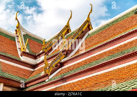 Roofs decorated with colorful tiles, Royal Palace, Grand Palace, Wat Phra Kaeo, Temple of the Emerald Buddha, Bangkok, Thailand, Asia Stock Photo