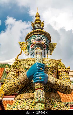 Guardian demons, temple guardian figures, yaks, Royal Palace, Grand Palace, Wat Phra Kaeo, Temple of the Emerald Buddha, Bangkok, Thailand, Asia Stock Photo