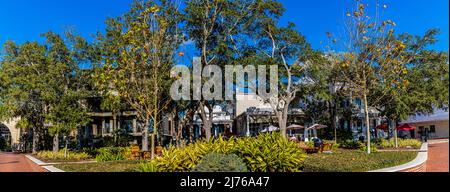 Shops and Restaurants at Henry C. Chambers Waterfront Park, Beaufort, South Carolina, USA Stock Photo