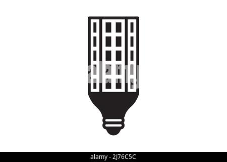 Led lamp icon energy economy technology. Electric bulb power modern innovation. Smart home vector sign design. Stock Vector