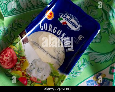 Cheese Formaggi Ballarini 'Gorgonzola'. Ballarini spa was founded in 1954 by Gianni Ballarini. Stock Photo