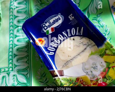 Cheese Formaggi Ballarini 'Gorgonzola'. Ballarini spa was founded in 1954 by Gianni Ballarini. Stock Photo