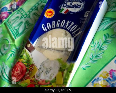 Cheese Formaggi Ballarini 'Gorgonzola'. Ballarini spa was founded in 1954 by Gianni Ballarini. Stock Photo