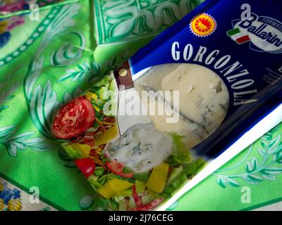 Cheese Formaggi Ballarini 'Gorgonzola'. Ballarini spa was founded in 1954 by Gianni Ballarini. Stock Photo