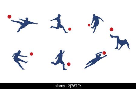 Soccer Player Different Poses Stock Vector