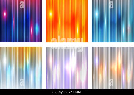 Abstract Vertical Striped Glowing Wallpaper Background Set Stock Vector