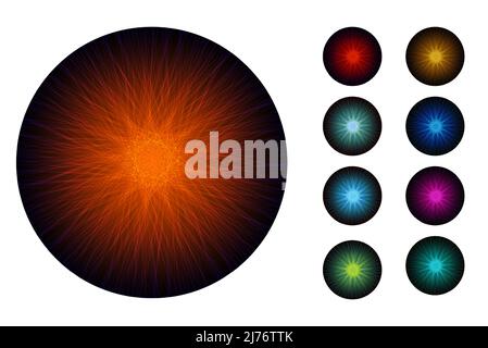 Rounded Line Web Eye Iris Design Elements Set Stock Vector