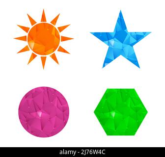 Low Poly Textures In Different Shapes Stock Vector