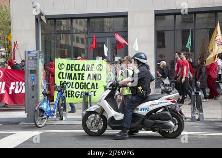 Demonstration and march hosted by RX Rebellion and international Climate Activist Group out in New York City in the spring 2022. Stock Photo