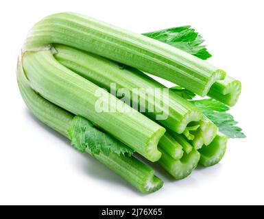 Fresh celery stalk isolated on white background. Stock Photo
