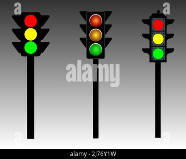 Traffic Signal Lights And Posts Stock Vector
