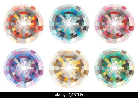 Abstract Multi color Circle Made Of Squares Stock Vector
