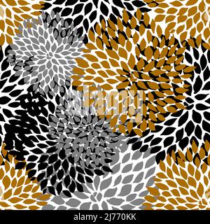 Floral Pattern With Leopard Cheetah Skin Print Stock Vector