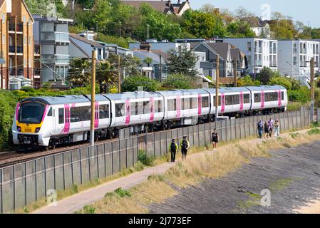 New C2C Class 720 Train On A Test Run At Chalkwell Southend On Sea   New C2c Class 720 Train On A Test Run At Chalkwell Southend On Sea Essex Uk Electrified London Southend Railway Operated By Trenitalia Uk 2j773ef 