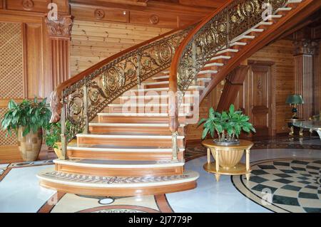 Honka at Mezhyhirya - the interior of the luxury residence, of the former president Viktor Yanukovych - now available to the public as a museum. Stock Photo