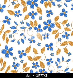 Ukrainian floral flower embroidery seamless pattern. Vector ethnic illustration Stock Vector