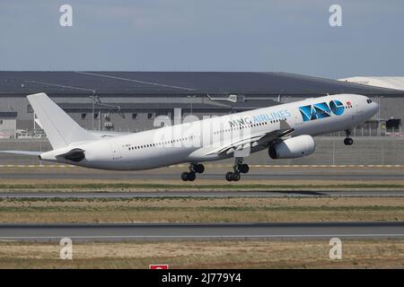 ISTANBUL, TURKEY - OCTOBER 05, 2021: MNG Airlines Airbus A330-343X (CN 889) take off from Istanbul International Airport. Stock Photo