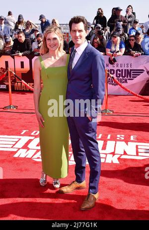 SAN DIEGO, CA - MAY 04: (L-R) Kristin Kosinski and director Joseph Kosinski attend the 'Top Gun: Maverick' World Premiere onboard the USS Midway Museu Stock Photo