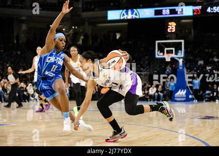 Jordin Canada (21 Los Angeles Sparks) in action during the WNBA basketball game between the Chicago Sky and Los Angeles Sparks on Friday May 6th, 2022 at Wintrust Arena, Chicago, USA. (NO COMMERCIAL USAGE)  Shaina Benhiyoun/SPP Stock Photo