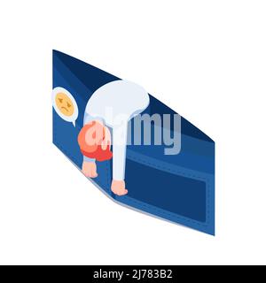 Flat 3d Isometric Businessman Fainting Inside Empty Wallet. Financial Crisis Concept. Stock Vector