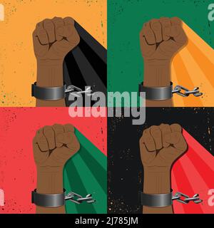 Juneteenth Independence Day. Freedom or Emancipation day. Annual American holiday, celebrated on June 19 poster. Square banner vector illustration. Po Stock Vector