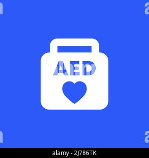 AED icon, automated external defibrillator vector Stock Vector