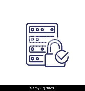 Secure server, hosting line icon Stock Vector
