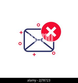 Delete message, mail icon on white Stock Vector