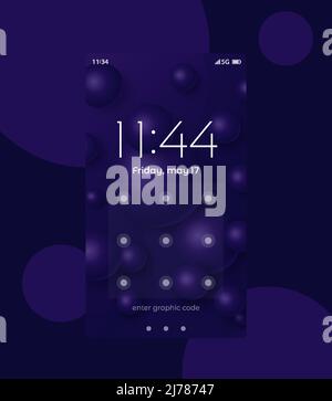 Smartphone with passcode lock screen interface, use biometric or enter ...