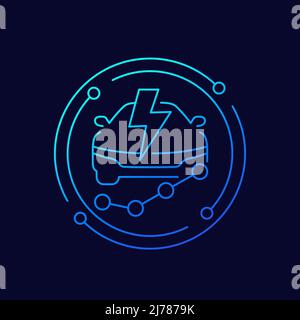 electric car, ev growing market thin line icon Stock Vector