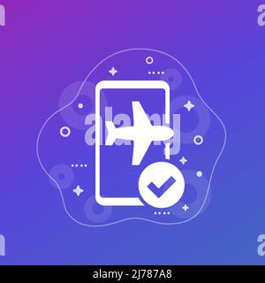 flight mode icon with a smart phone Stock Vector