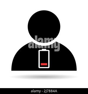 Tired man icon with shadow, sleep emotion tired sign, bored concept symbol, graphic vector illustration . Stock Vector