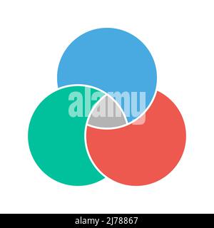 Venn diagram maths vector, Negative space, color modern icon - isolated on white background . Stock Vector
