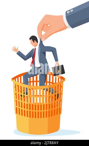 Illustration of a man throwing a can into a recycling bin Stock Vector ...